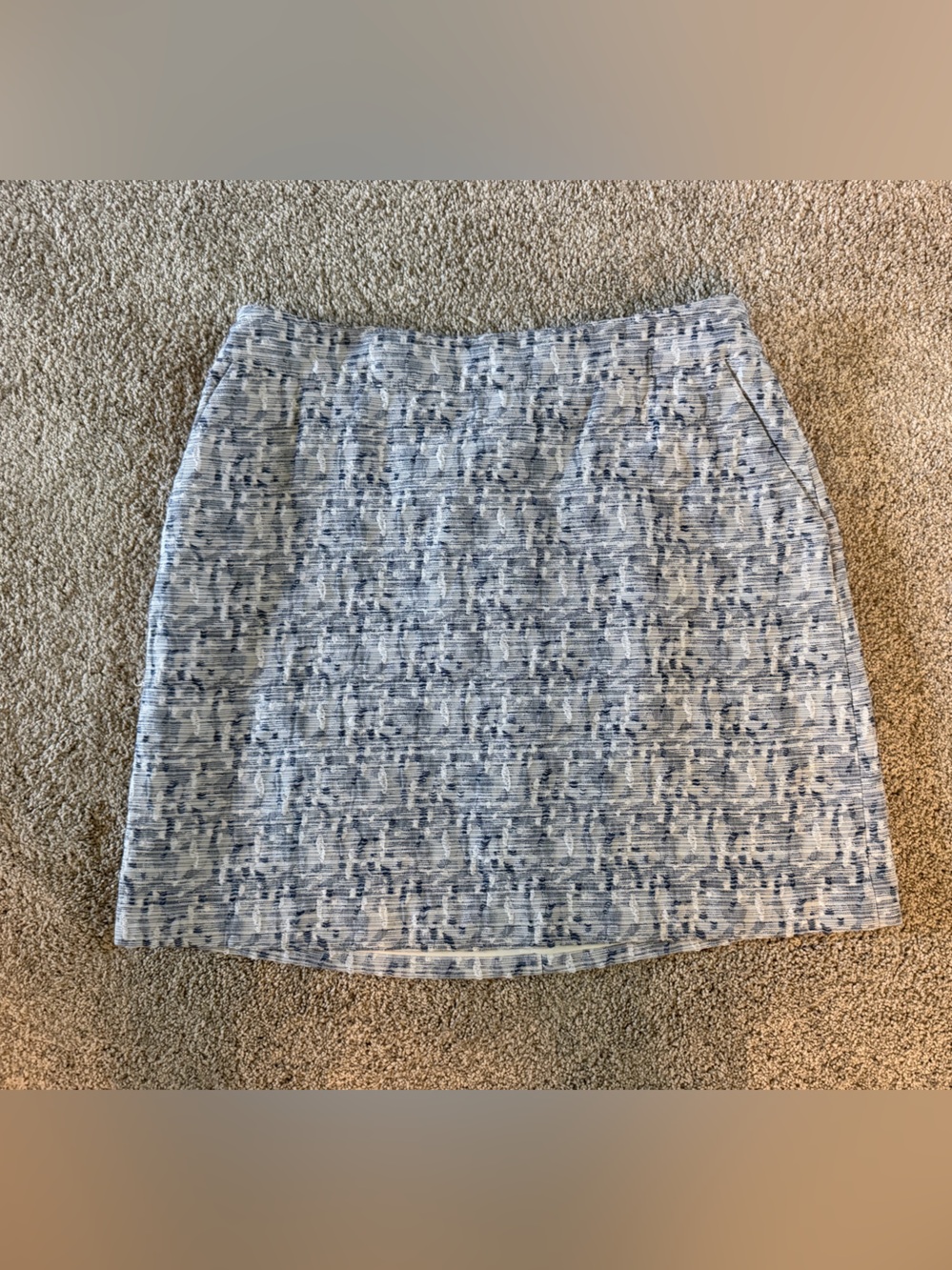 LOFT Light Blue Marble Pencil Mini Skirt
